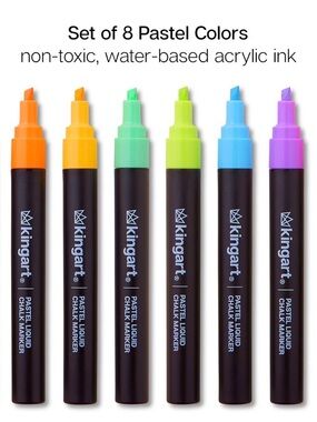 Kingart Pastel Liquid Chalk Markers - Multi Color Set